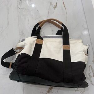 Pottery Barn Baby classic diaper tote bag black and white color blocked